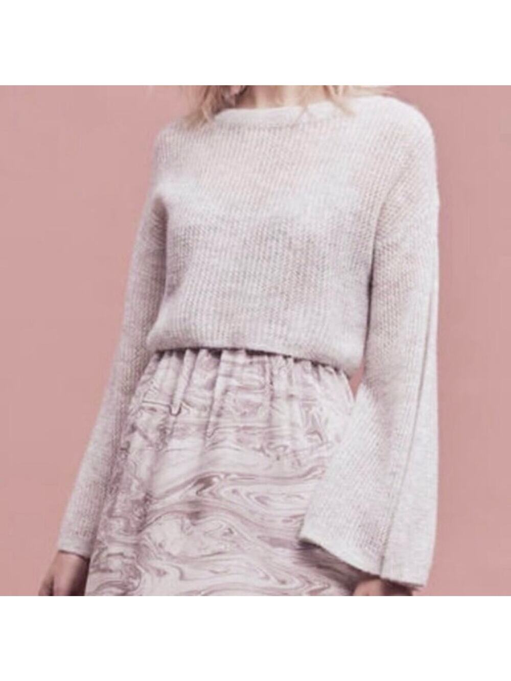 Anthropologie on Snow Bell Sleeve Cropped Alpaca Sweater in Gray Women's XS $178